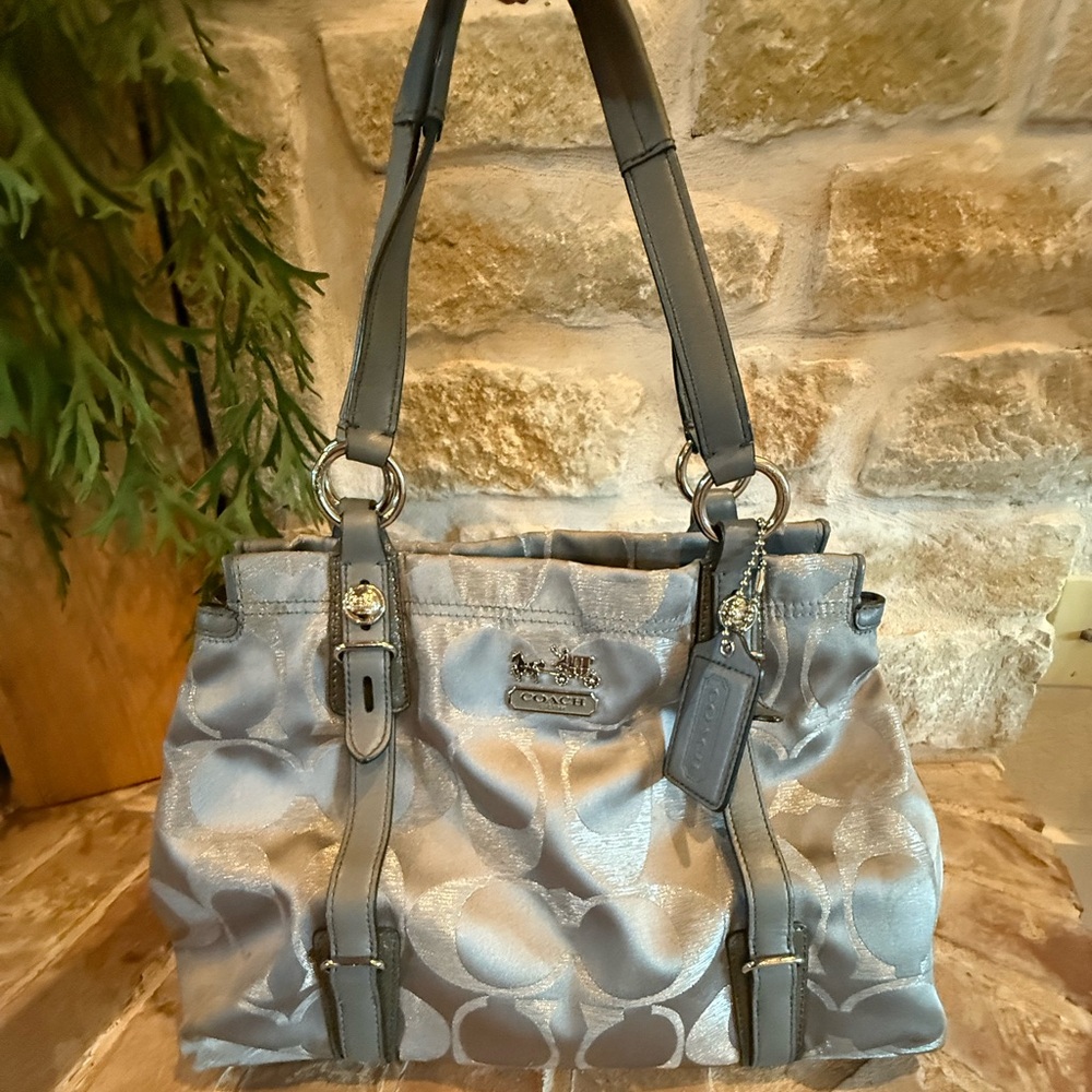 Coach Metallic Gray Shoulder Bag